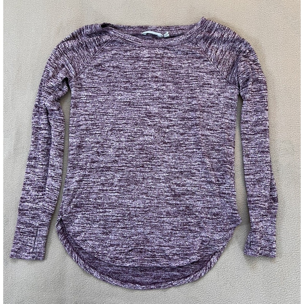 Athleta XS Purple Heather Long Sleeve Top Modal Blend Thumbholes Soft